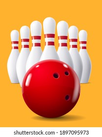 Realistic bowling balls and pins