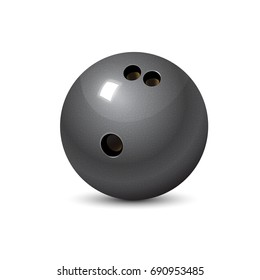 Realistic bowling icon set isolated on white background. Bowling strike with ball