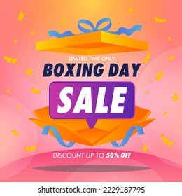 Realistic boxing day sale background
