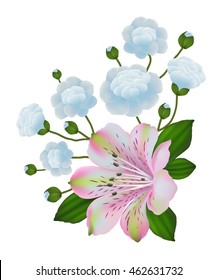 Realistic Branch Blossom Cute Little Light Stock Vector (Royalty Free ...