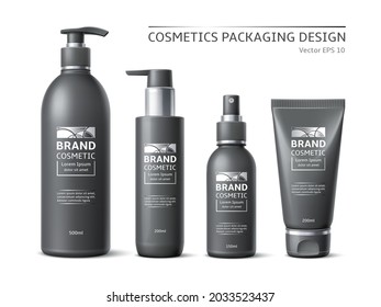 Realistic brand cosmetic bottles. Minimalist