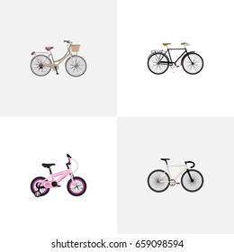 Realistic Brand , Road Velocity, Childlike Vector Elements. Set Of Bike Realistic Symbols Also Includes Bicycle, Brand, Kids Objects.