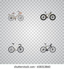 Realistic Brand , Road Velocity, Hybrid Velocipede Vector Elements. Set Of Bike Realistic Symbols Also Includes Extreme, Bicycle, Bike Objects.