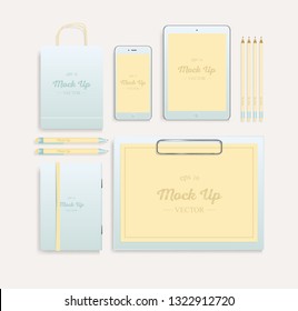 Realistic Branding Mockup set. Corporate identity mockup. Vector illustration