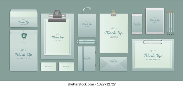 Realistic Branding Mockup set. Corporate identity mockup. Vector illustration