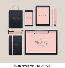 Realistic Branding Mockup set. Corporate identity mockup. Vector illustration