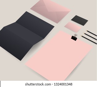 Realistic Branding Mockup set. Corporate identity mockup. Vector illustration