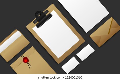Realistic Branding Mockup set. Corporate identity mockup. Vector illustration