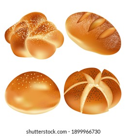 Realistic Bread Element,korean Garlic, Danish Bakery, And Bun