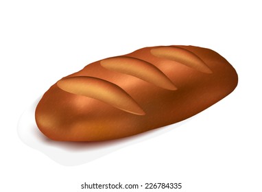 Realistic Bread Isolated on White