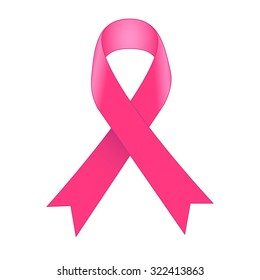 Realistic breast cancer awareness pink ribbon pattern isolated on white background. Vector illustration EPS10