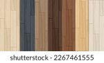 Realistic brick floor textures set. Brown wooden surface with rectangle shapes. Vector template of flooring sample