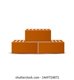 Realistic brick heap. Vector brick stone stack for industrial design. Building material. Bunch of brown blocks for masonry.