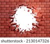 hole brick wall concrete