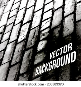 Realistic Brick wall, perspective background vector