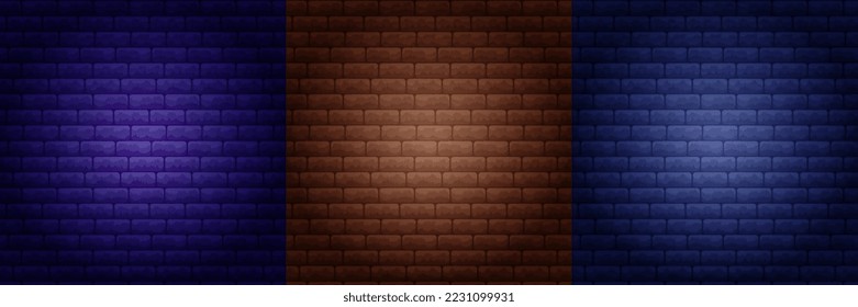 Realistic brick wall set to decorate and cover in the background of the wall. Stock vector illustration.