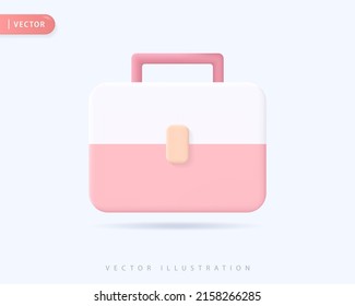 Realistic Briefcase 3d icon design illustrations. Office bag, bag, portfolio, suitcase, luggage, business vector design concept