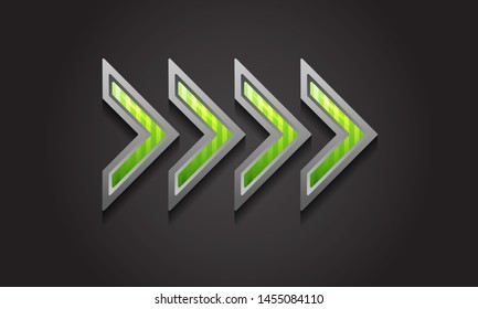 Realistic bright green modern arrow button for web site and ui. Vector swipe up icon. 