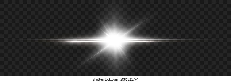 Realistic bright light effect, sparkling star on a transparent background. Vector	