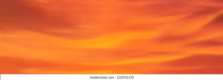 Realistic bright sunset, panoramic image, vector background, EPS10