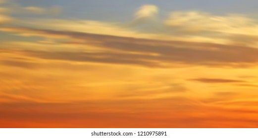 Realistic bright sunset, panoramic image, vector background, EPS10