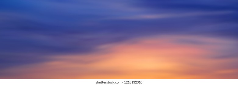 Realistic bright sunset, panoramic image, vector background, EPS10