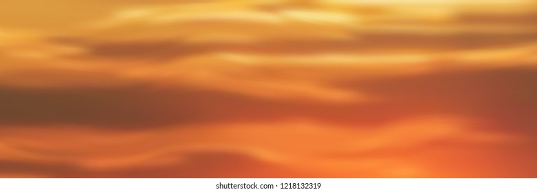 Realistic bright sunset, panoramic image, vector background, EPS10