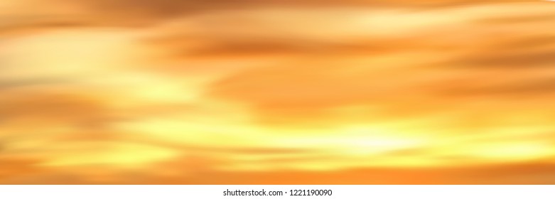 Realistic bright sunset, panoramic image, vector background, EPS10