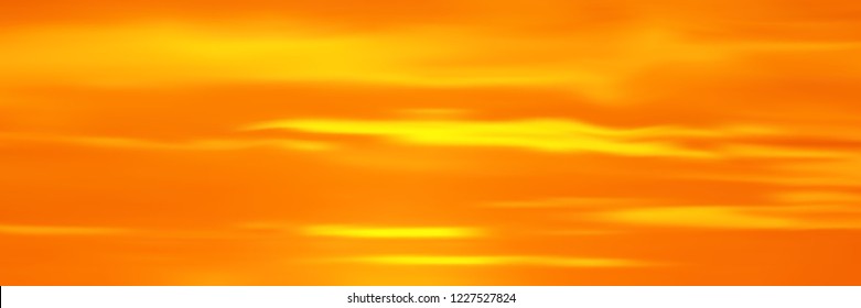 Realistic bright sunset, panoramic image, vector background, EPS10