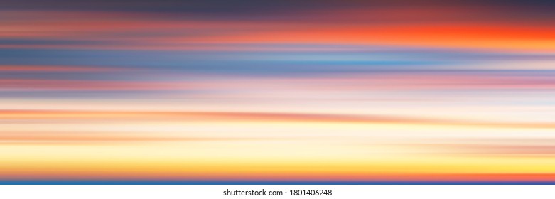 Realistic bright sunset, panoramic image, vector background, EPS10