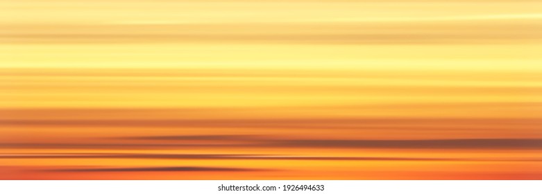 Realistic bright sunset, panoramic image, vector background