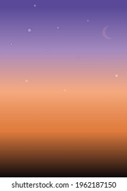 Realistic bright sunset with stars on the sky, vector background, EPS10. Vector illustration