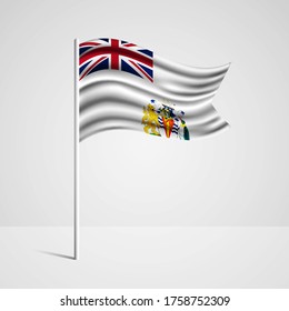 Realistic British Antarctic Territory country flag waving in wind. Abstract country flag with flagpole isolated on grey background