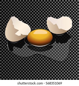 Realistic broken egg on a transparent background.