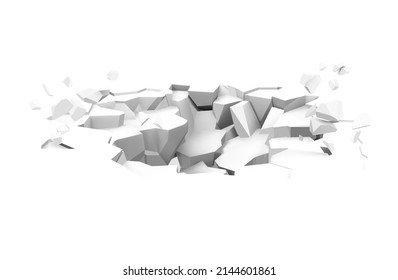 Realistic broken floor with pieces. Vector illustration isolated on white background. Ready for your design. EPS10.