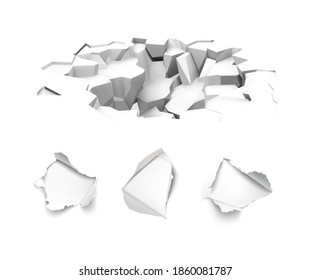 Realistic broken floor. Vector illustration isolated on white background. Ready for your design. EPS10.