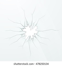 Realistic broken glass on a white background, square illustration