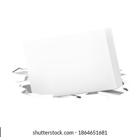 Realistic broken hole with box. Vector illustration isolated on white background. Ready for your design. EPS10.	