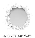 Realistic broken hole in the wall. Vector illustration isolated on white background. Ready for your design. EPS10.	