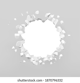 Realistic broken hole in the wall. Vector illustration. Ready for your design. EPS10.	