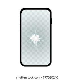Realistic Broken Screen Simple Phone. EPS10 Vector