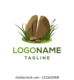 Realistic broken stone logo design template