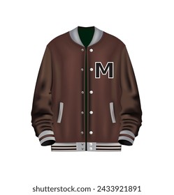 Realistic brown  baseball jacket, vector