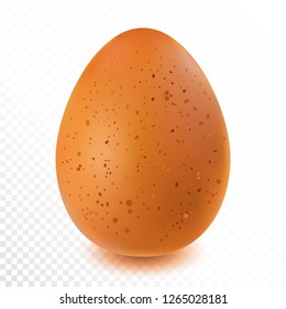 Realistic brown chicken egg isolated on transparent background. Concept for  easter holiday. Mock up template for design. 