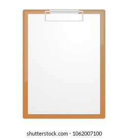 Realistic brown clipboard with a few sheets of paper and pencils. Templates of corporate identity. Vector illustration EPS 10.
