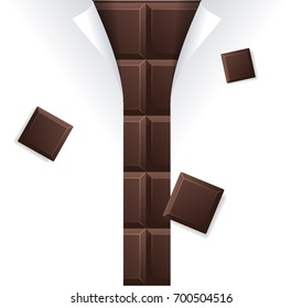 Realistic Brown Dessert Chocolate Package Blank with Pieces for Advertising and Promotion. Vector illustration  for Chocolates production