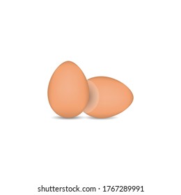 realistic brown egg vector.Two chicken eggs isolated with soft shadows on white background