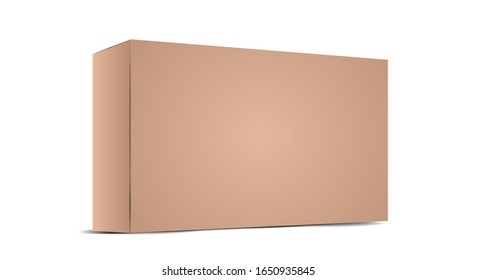 Realistic brown empty cardboard package box template. Cardboard boxes with shadows for branding your products.