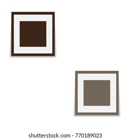 Realistic Brown frame isolated on white background. vector