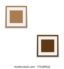 Realistic Brown frame isolated on white background. vector